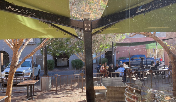 Office building windows with grime before professional wash in Arizona