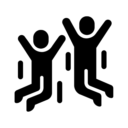 An icon of people jumping