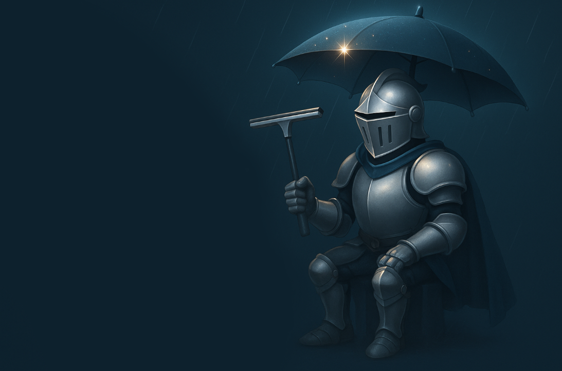 Knight-themed Scottsdale and Phoenix Arizona window cleaning background with rain and city atmosphere