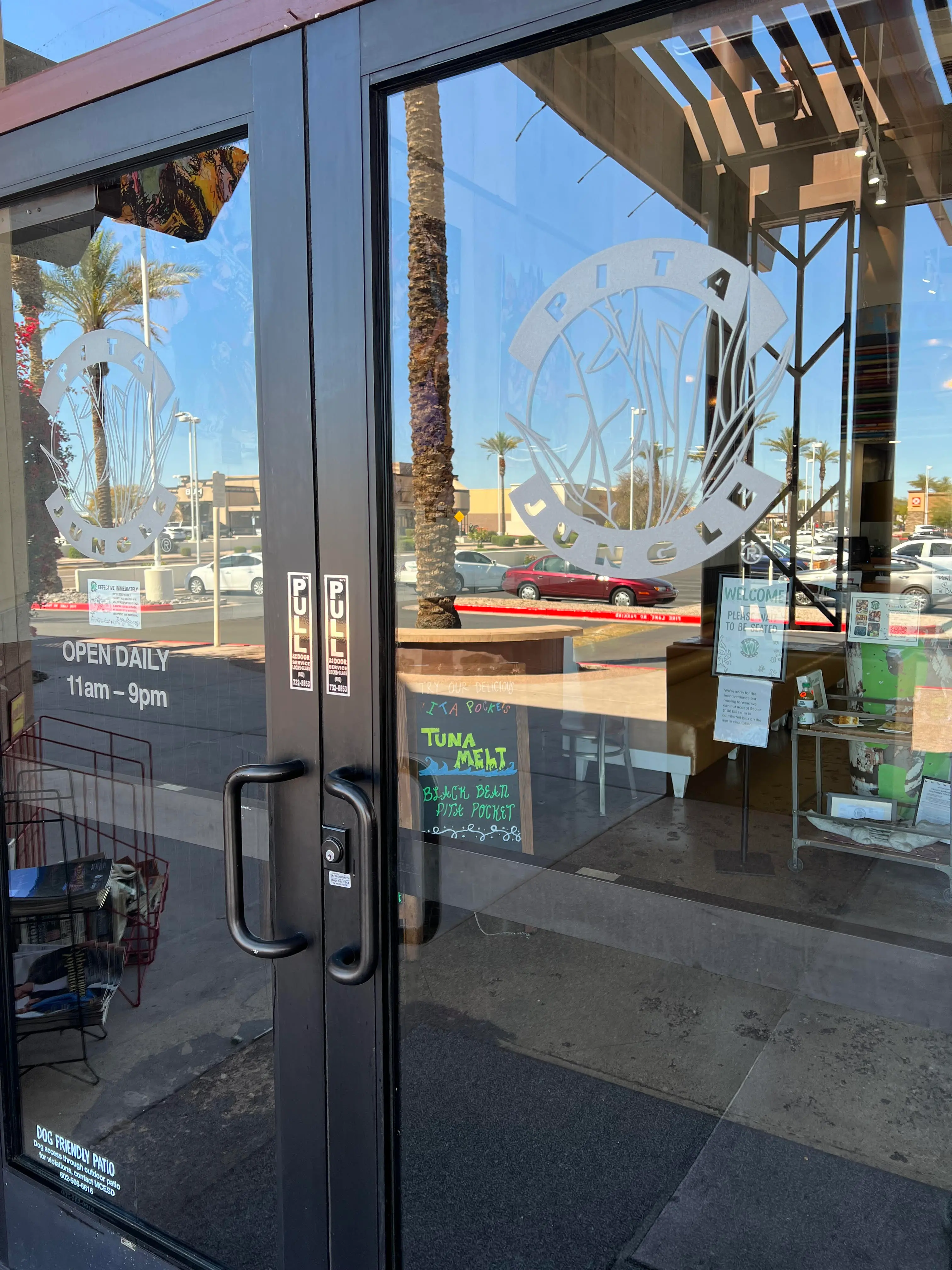 Pita Jungle Chandler Arizona storefront after commercial glass and window cleaning service